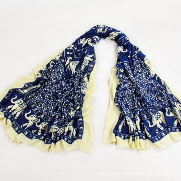 Compañeros de viaje Blue Voile Elephant Printed Scarf